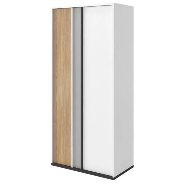 Garderobna omara MELI Garderobna omara MELI . Garderobna omara MELI je dvokrilna omara s veliko prostora. Primerna je za vsako spalnico, zlije se v vsak prostor. Dimenzije: - Š:90