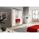 Garderobna omara OMEGA 2 . Garderobna omara OMEGA 2 je primerna za vse spalnice. Je zelo prostorna. Na levi strani ima zelo prostorne police, na desni strani