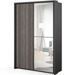 Garderobna omara TAI . Garderobna omara TAI je dvokrilna garderobna omara z ogledalom, dvema policama in policami. Omara je dostopna v elegantni temni barvi,