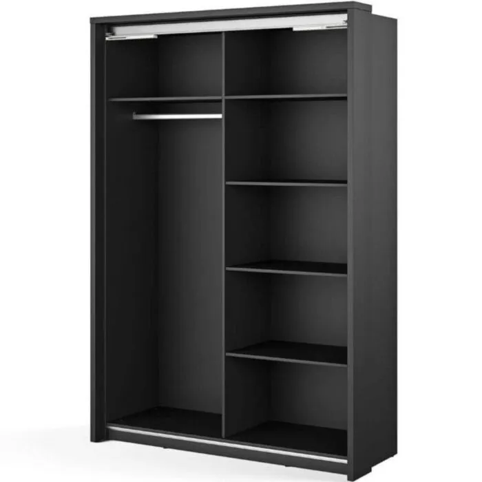 Garderobna omara TAI Garderobna omara TAI . Garderobna omara TAI je dvokrilna garderobna omara z ogledalom, dvema policama in policami. Omara je dostopna v elegantni temni barvi,