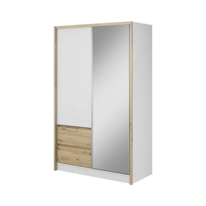 Garderobna omara z drsnimi vrati INGRID 130 Garderobna omara z drsnimi vrati INGRID 130 . Drsna omara INGRID 130 je praktična in kvalitetna omara za shranjevanje vaših stvari. Dobavljiva je v več