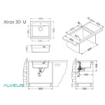 GRANITAL POMIVALNO KORITO ALVEUS ATROX 30, BEIGE G55 590X500 MM - slika 8