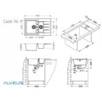 GRANITAL POMIVALNO KORITO ALVEUS CADIT 70, G81 CONCRETE 790X500 MM - slika 4
