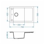 GRANITAL POMIVALNO KORITO ALVEUS FORMIC 30, G05M TWILIGHT 760X500 MM - slika 7