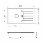 GRANITAL POMIVALNO KORITO ALVEUS NIAGARA 30, G11 ARCTIC 775X430 MM - slika 4