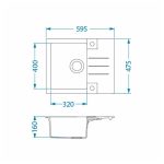 GRANITAL POMIVALNO KORITO ALVEUS ROCK 30, G55 BEIGE 595X475 MM - slika 7