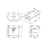 GRANITAL POMIVALNO KORITO ALVEUS ROCK 90, CONCRETE-G81 595X475 MM - slika 4