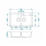 GRANITAL POMIVALNO KORITO ALVEUS ROCK 90, G11 ARCTIC 780X480 MM - slika 7