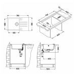 GRANITAL POMIVALNO KORITO KOVINOPLASTIKA LOŽ ROCK 130, G11 ARCTIC 780X480 MM - slika 6
