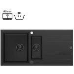 GRANITAL POMIVALNO KORITO QUADRON EVAN 156 GRANITEQ ČRN - slika 6