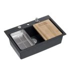 GRANITAL POMIVALNO KORITO QUADRON MARC WORKSTATION ČRN - slika 6