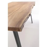 Jedilna miza ARON 200X95 . Jedilna miza ARON 200X95 ima kovinske noge in vrh iz lesa z nepravilnimi robi (učinek živega lesa). Ker je les obdelan ročno, so