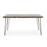 Jedilna miza ATLANTIDE 160X90 . Jedilna miza ATLANTIDE je sestavljena iz kovinskega okvirja starinskega izgleda, mizna plošča je iz MDF-ja in stekla.