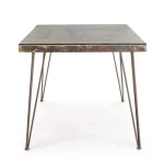 Jedilna miza ATLANTIDE 160X90 . Jedilna miza ATLANTIDE je sestavljena iz kovinskega okvirja starinskega izgleda, mizna plošča je iz MDF-ja in stekla.