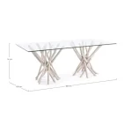 Jedilna miza C-VT SAHEL RETT 200X100 je narejena iz vej beljenega lesa. Mizna plošča je narejena iz kaljenega stekla. Miza hkrati modernega kakor tudi