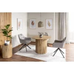 Jedilna miza ELLIE - hrast 100, je eleganten kos pohištva. S svojo obliko in barvo popestri vsak prostor. Narejena je iz MDF - ja in furnirja v hrast artisan.