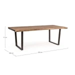 Jedilna miza ELMER 220X100 . Jedilna miza ELMER 220X100 je naravnega videza. Ima kovinske črne noge. Mizna plošča je izdelana iz akacijevega lesa. Material: