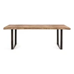 Jedilna miza ELMER 220X100 . Jedilna miza ELMER 220X100 je naravnega videza. Ima kovinske črne noge. Mizna plošča je izdelana iz akacijevega lesa. Material: