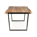 Jedilna miza ELMER 220X100 . Jedilna miza ELMER 220X100 je naravnega videza. Ima kovinske črne noge. Mizna plošča je izdelana iz akacijevega lesa. Material: