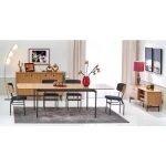 Jedilna miza HILDA . Jedilna miza HILDA, bo prinesla svežino in eleganco v vaš prostor. Narejena je iz kakovostnega MDF-ja, iverne plošče, naravnega