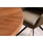 Jedilna miza IRENEJA . Jedilna miza IRENEJA, je popoln kos pohištva. Mizna plošča je narejena iz naravnega furnirja v oreh barvi, ogrodje pa iz kovine v