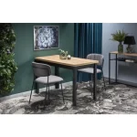 Jedilna miza KOBI . Jedilna miza KOBI je narejena iz furnirja. Je vsestransko uporabna lesena miza, za katero lahko sedijo do štiri osebe. Dimenzije: - D: 120