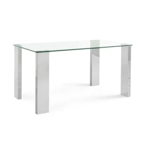Jedilna miza NEW ARLEY 140X80 . Jedilna miza NEW ARLEY 140X80 ima mizno ploščo izdelano iz kaljenega stekla debeline 12 mm. Noge pa so izdelane iz MDF - ja,