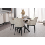 Jedilna miza OLIJA 1 . Okrogla jedilna miza OLIJA je eleganten kos pohištva,ki popestri vaš prostor s svojo eleganco in prefinjenostjo. Primerna je za vsak