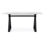 Jedilna miza PALOMA 160X90 . Jedilna miza PALOMA 160X90 ima jeklene noge v črni barvi. Mizna plošča je izdelana iz kaljenega stekla debeline 10mm, ki je