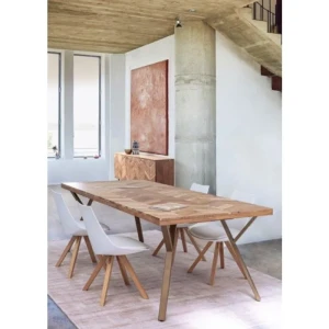 Jedilna miza RAIDA 220X100 . Jedilna miza RAIDA 220X100 je edinsvtenega videza. Miza je kvalitetno izdelana. Mizna plošča je narejena iz akacijevega lesa,