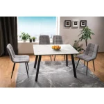 Kuhinjska jedilna miza SANIE lahko s svojim klasičnim, a hkrati vedno modernim izgledom prijetno popestri vaš prostor. Mizna plošča je narejena iz MDF-ja