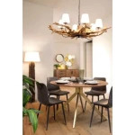 Jedilna miza SHERMAN D120 . Jedilna miza SHERMAN je dobavljiva v rjavo-zlati kombinacji. Mizna plošča je lesena (mango), noge so kovinske- obdane z medenino.