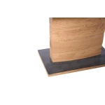 Jedilna raztegljiva miza KONRAD . Moderna miza KONRAD je dobavljiva v barvi zlatega hrasta, plošča mize in podnožje pa sta v temno sivi barvi. . Mizna