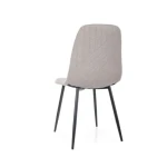 Jedilni stol AUGUST . Jedilni stol AUGUST ima sedalni del iz tkanine, kateri s svojimi linijami daje moderni videz. Nogice so iz kovine v črni mat barvi.