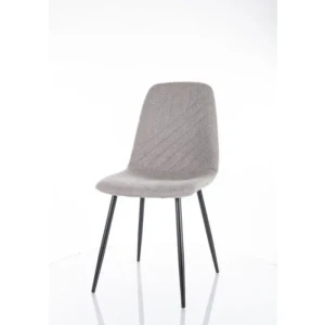 Jedilni stol AUGUST . Jedilni stol AUGUST ima sedalni del iz tkanine, kateri s svojimi linijami daje moderni videz. Nogice so iz kovine v črni mat barvi.