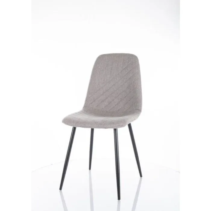 Jedilni stol AUGUST Jedilni stol AUGUST . Jedilni stol AUGUST ima sedalni del iz tkanine, kateri s svojimi linijami daje moderni videz. Nogice so iz kovine v črni mat barvi.