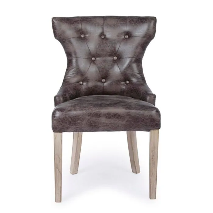 Jedilni stol AZELIA rjava Jedilni stol AZELIA rjava . Jedilni stol AZELIA rjava ima strukturo iz lesa, sedež in naslon pa sta oblečena v tkanino (40% poliester, 30% bombaž ter 30%