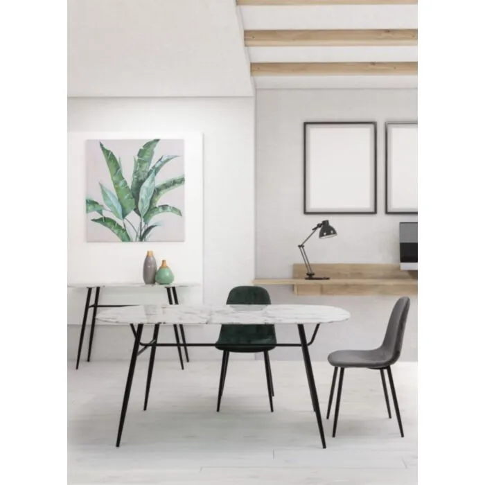 Jedilni stol IRELIA zelena Jedilni stol IRELIA zelena . Jedilni stol IRELIA zelena ima kovinske noge, obložen je z peno ki ima prevleko iz poliestra, ki pa stolu daja občutek žameta.