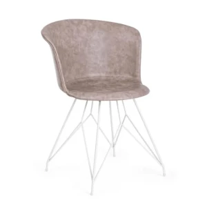 Jedilni stol LOFT bež . Kuhinjski jedilni stol LOFT je vintage dizajna, v bež barvi. Stol je narejen iz polipropilena oblečenega v bež umetno usnje, katero