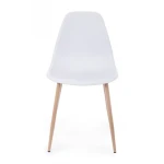 Jedilni stol MANDI bel . Jedilni stol MANDI je eleganten in moderen, podal se bo v vsako jedilnico. Na voljo je v beli barvi, s kovinskimi nogami v videzu