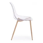 Jedilni stol MANDY je dobavljiv v prozorni barvi. Noge so izdelane iz kovine v barvi lesa. Sedalni del iz polipropilena. Barva: - Prozorna Material: -