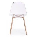 Jedilni stol MANDY je dobavljiv v prozorni barvi. Noge so izdelane iz kovine v barvi lesa. Sedalni del iz polipropilena. Barva: - Prozorna Material: -