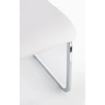 Jedilni stol MYRA bela . Jedilni stol MYRA bela, ima noge iz jekla v kromirani barvi. Kar stolu zagotavlja stabilnost in prefinjen videz. Sedež in naslonjalo