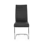 Jedilni stol MYRA PU temno siva . Jedilni stol MYRA PU temno siva, ima noge iz jekla v kromirani barvi. Kar stolu zagotavlja stabilnost in prefinjen videz.