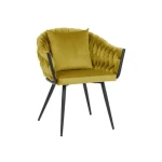 Jedilni stol NEBIA . Jedilni stol NEBIA nudi luksuz. S svojim dizajnom pletenega videza iz žameta, nudi moderen dizajn. Nogice so iz kovine v črni barvi zato