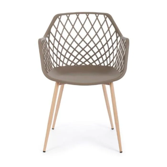 Jedilni stol OPTIK taupe Jedilni stol OPTIK taupe . Jedilni stol OPTIK v taupe barvi je modernega dizajna. Zato je idealen za moderno jedilnico ali kuhinjo. Sedalni del je izdelan iz