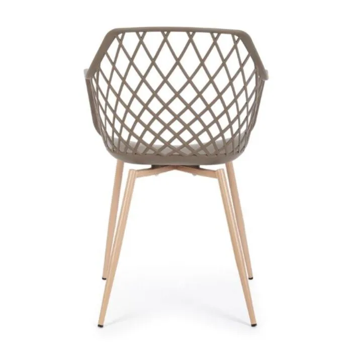 Jedilni stol OPTIK taupe Jedilni stol OPTIK taupe . Jedilni stol OPTIK v taupe barvi je modernega dizajna. Zato je idealen za moderno jedilnico ali kuhinjo. Sedalni del je izdelan iz