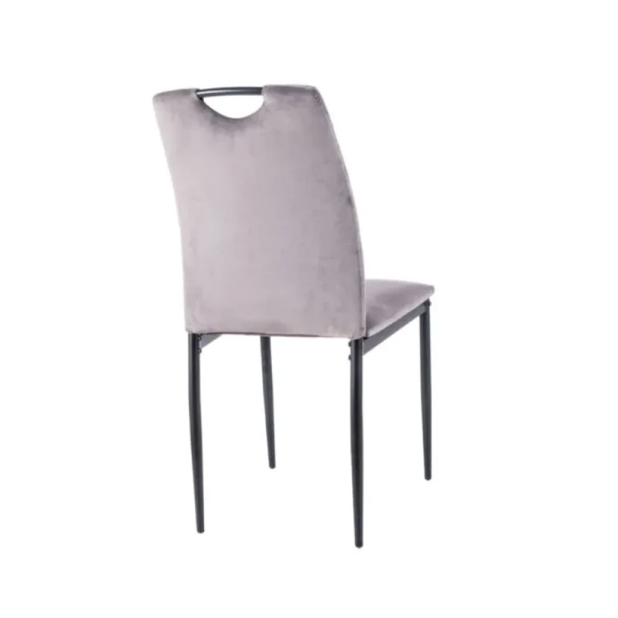 Jedilni stol ORI . Jedilni stol ORI je elegantnega dizajna in kakovostne izdelave. Narejen je iz nežne žametne tkanine mehke na otip, kar zagotavlja