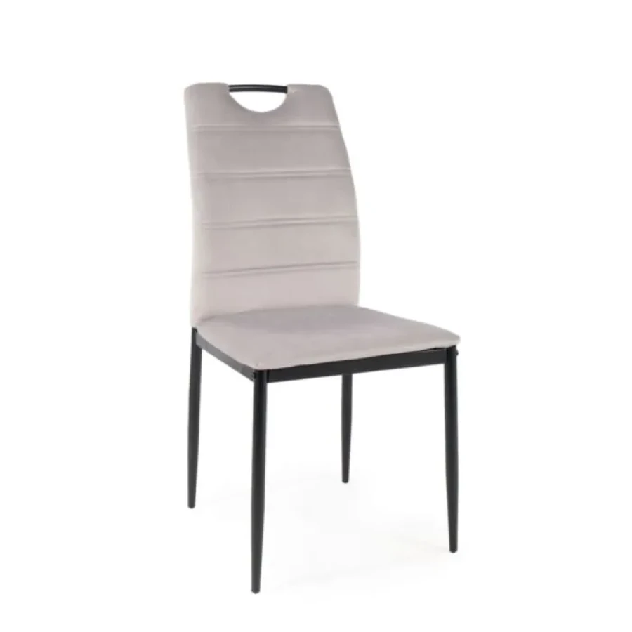Jedilni stol ORI . Jedilni stol ORI je elegantnega dizajna in kakovostne izdelave. Narejen je iz nežne žametne tkanine mehke na otip, kar zagotavlja