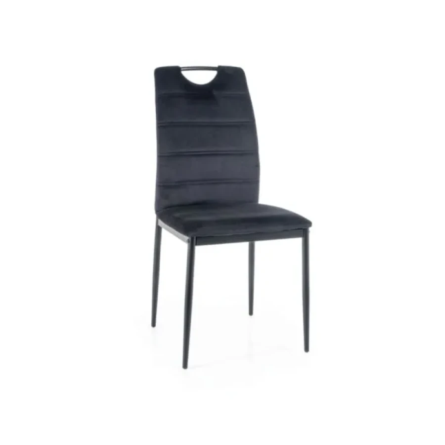 Jedilni stol ORI . Jedilni stol ORI je elegantnega dizajna in kakovostne izdelave. Narejen je iz nežne žametne tkanine mehke na otip, kar zagotavlja